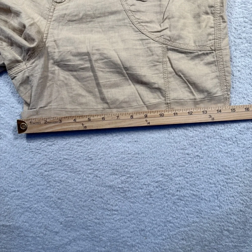 Y2K APT. 9 Modern Linen Blend Khaki Shorts Cuffed Pockets Casual Women's 16‎